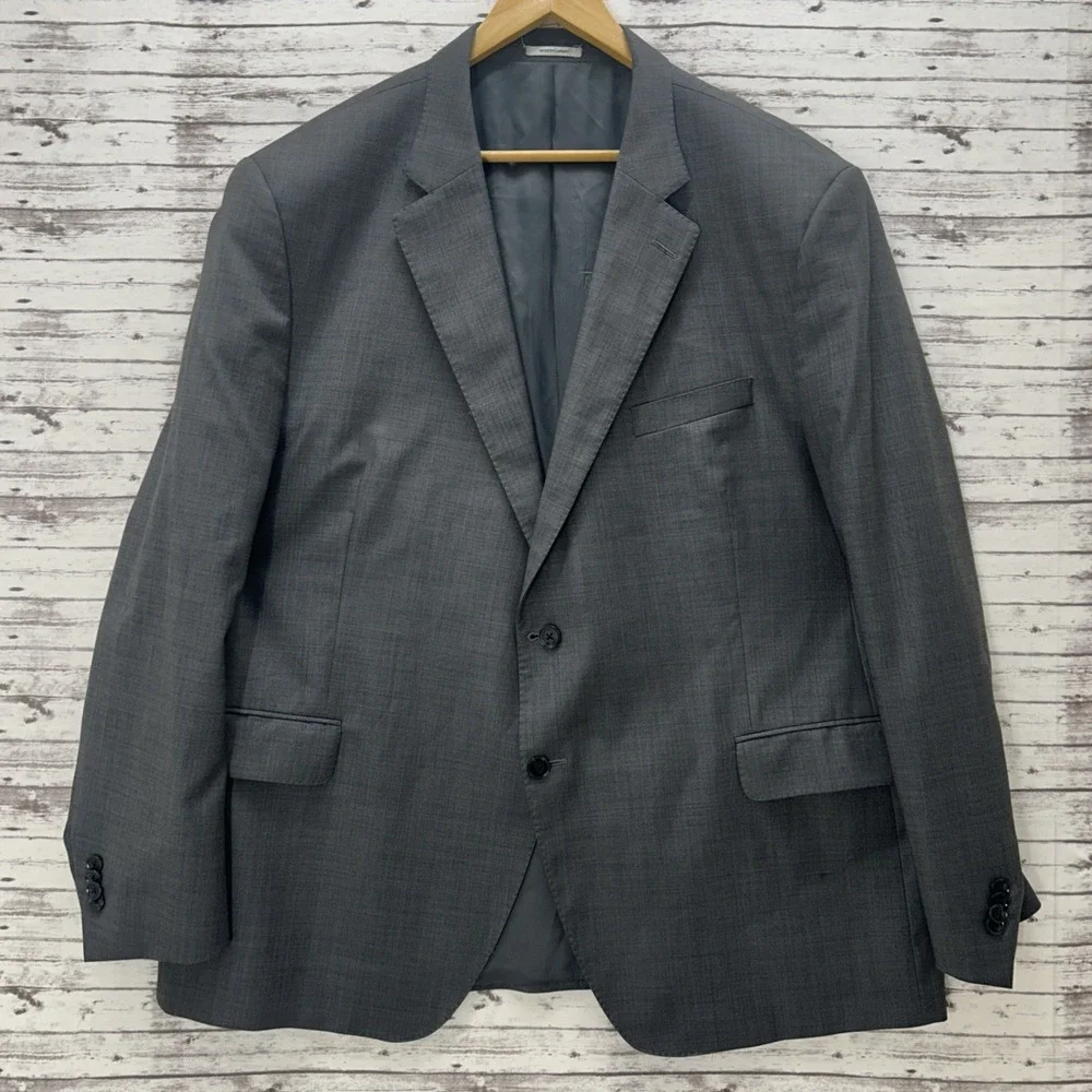 Peter Millar Wool Sport Coat Jacket Men 52R Gray Blazer 2 Button Double Vented